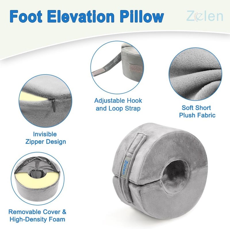 Zelen Foot Elevation Pillow Ankle Wedge Heel Elevator Cushion Foot Support Pillow Medical Ankle Cushion for Foot Pressure Bed Sore Ulcer Sleeping Leg Rest Elevated Support Foam (Medium, 1 PCS) - Image 4